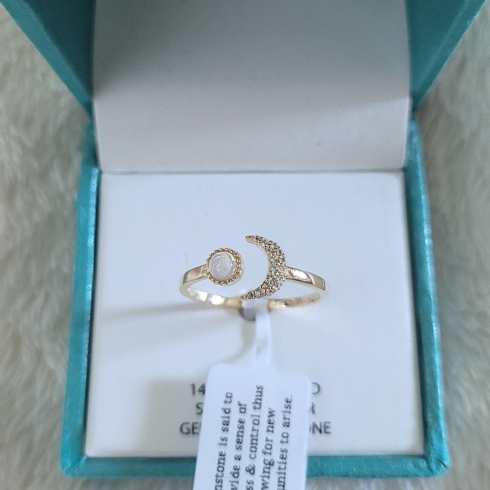 Shivam Crescent Moon🌙 and Moonstone Gem Ring💍